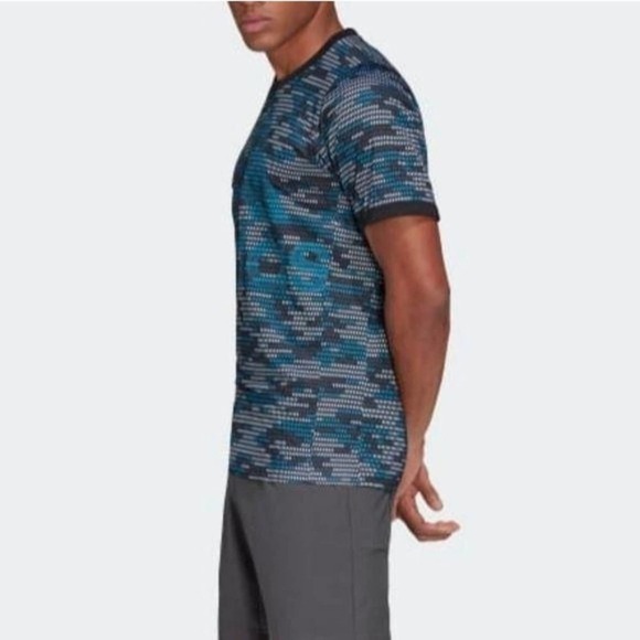 Adidas Primeblue Blue Black Logo Tee Shirt NWT XL - Picture 4 of 12